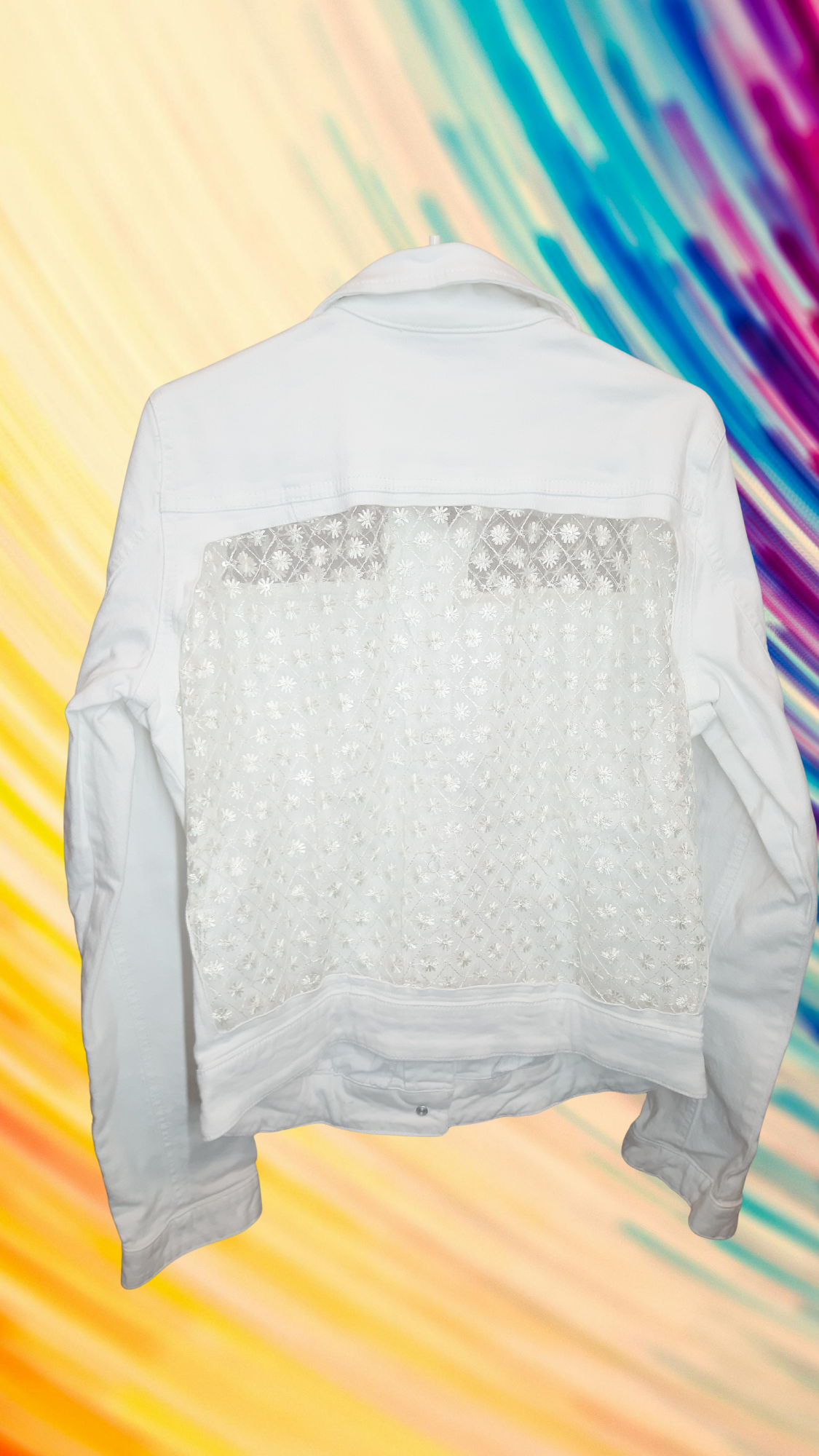 🤍Pure Essence – White Denim Jacket with White Thread Detailing