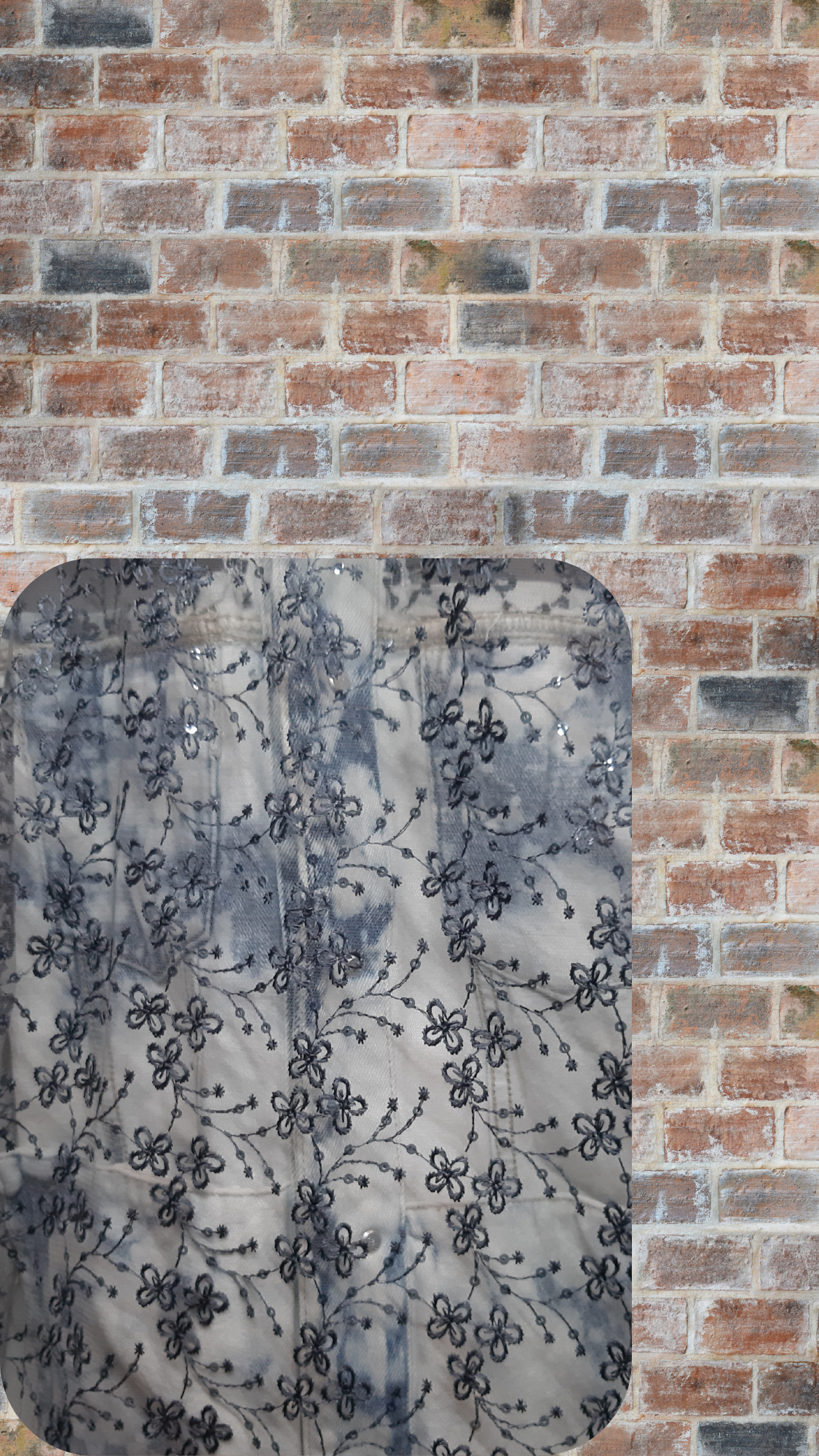 ๐๐คOcean Mist โ White & Blue Patch Denim Jacket with Artistic Panel Detailing