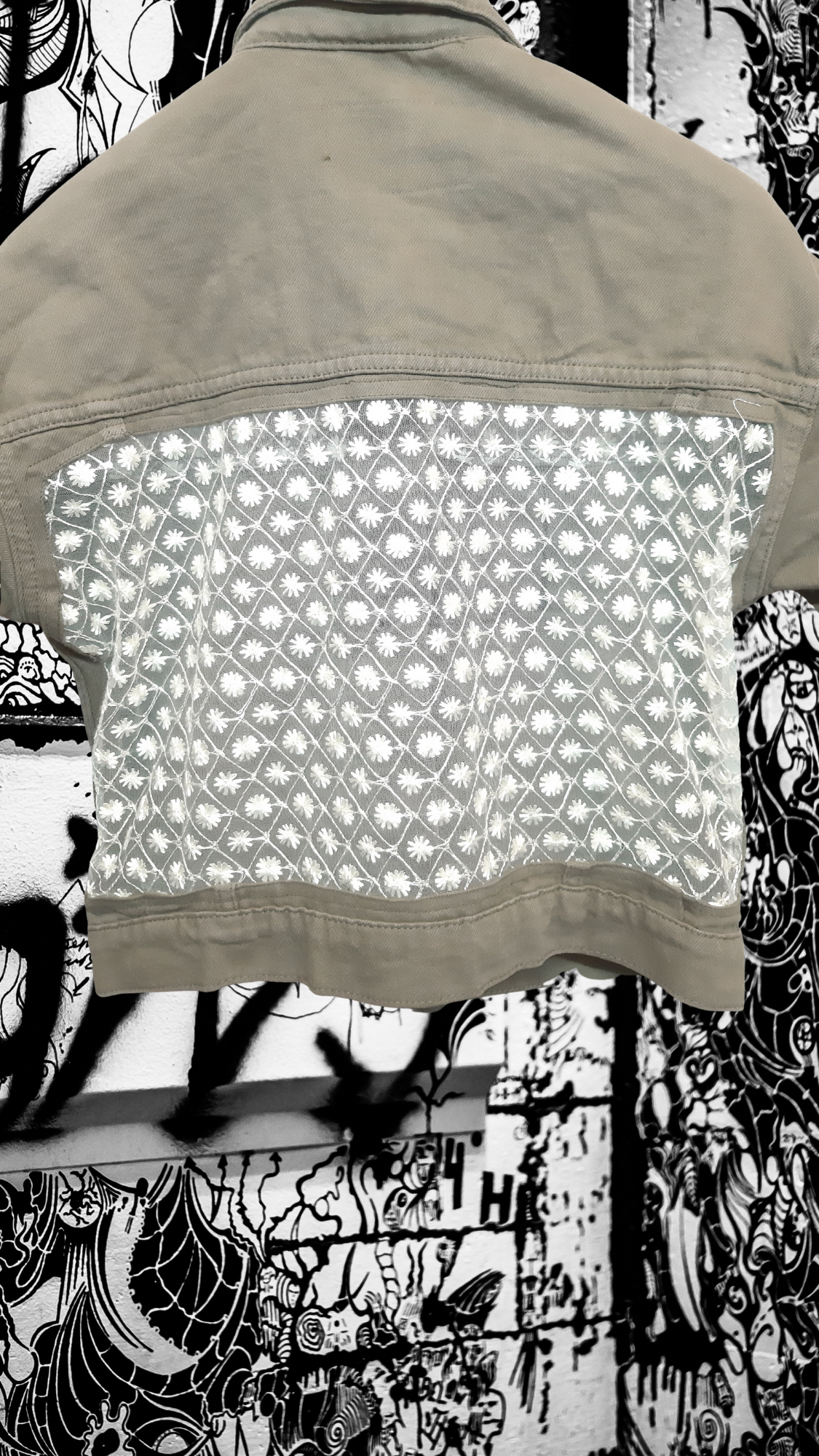 🫒Pure Essence – Olive Denim Jacket with White Thread Detailing