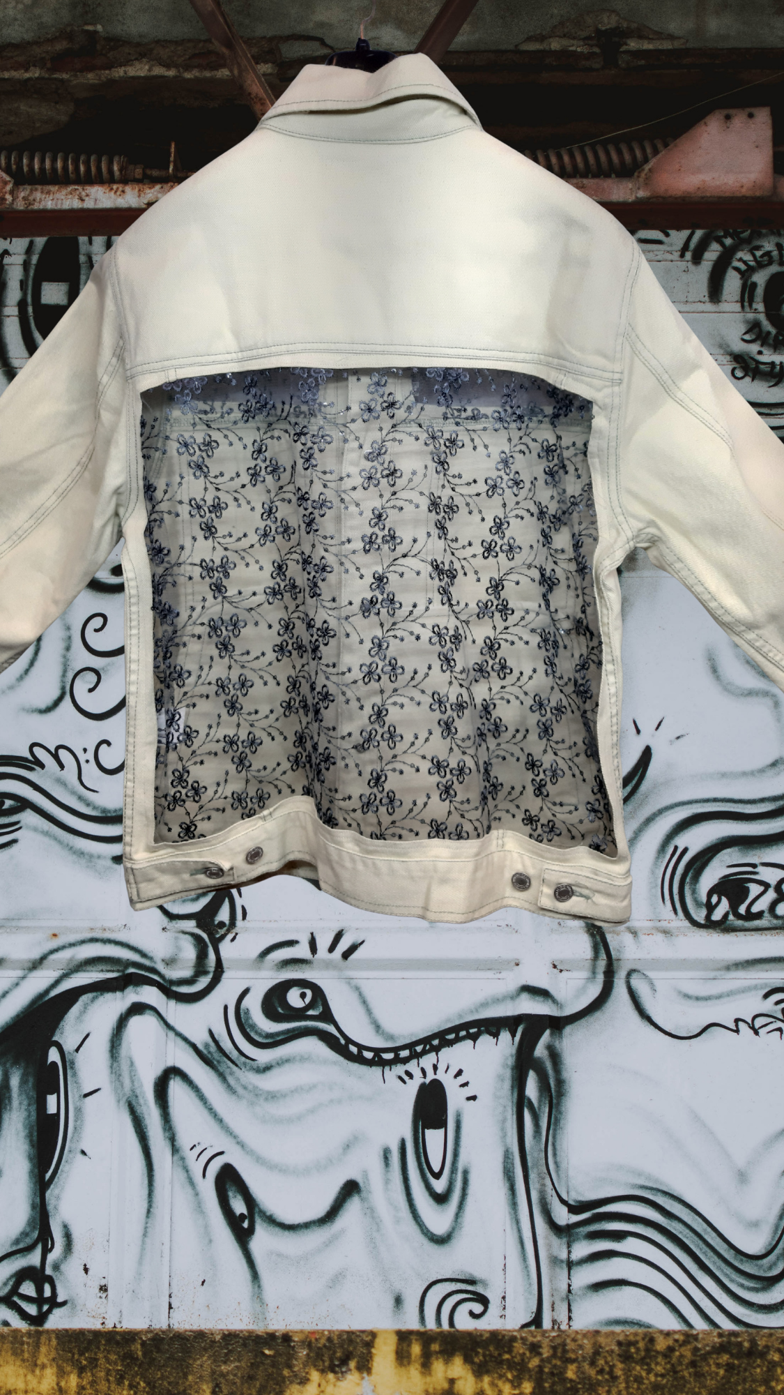 💛✨Golden Aura – Mustard Denim Jacket with Embroidered Net Detailing