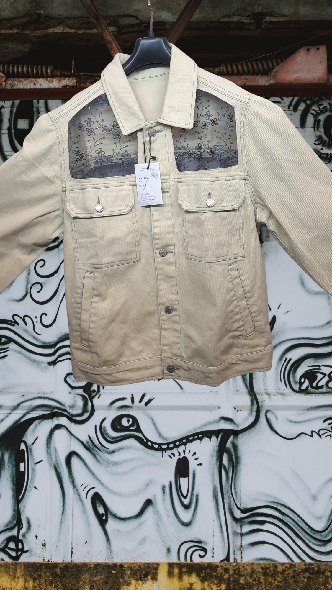 💛✨Golden Aura – Mustard Denim Jacket with Embroidered Net Detailing