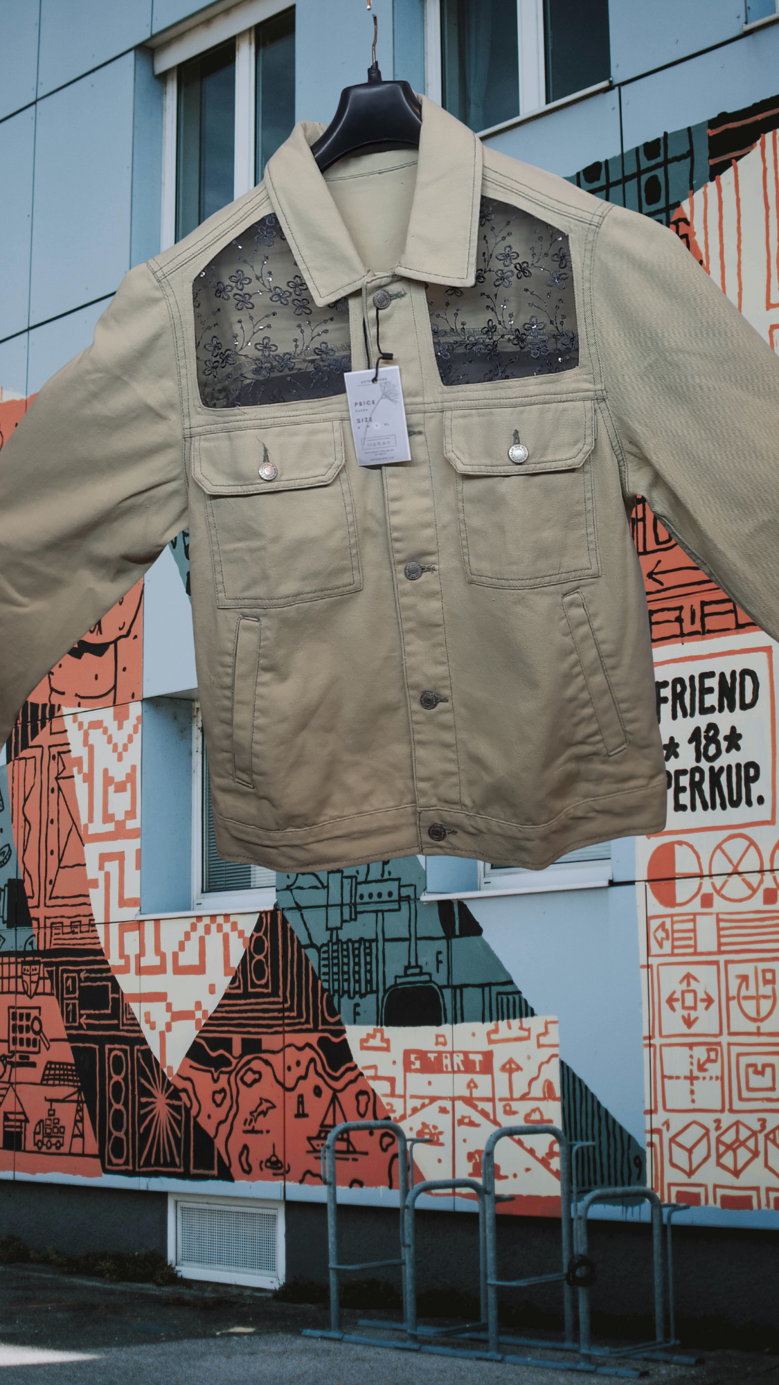 💛✨Golden Aura – Mustard Denim Jacket with Embroidered Net Detailing