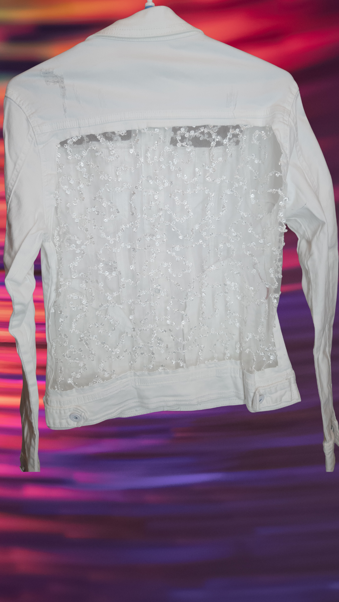 π€ Moonlight Aura β White Embroidered Denim Jacket