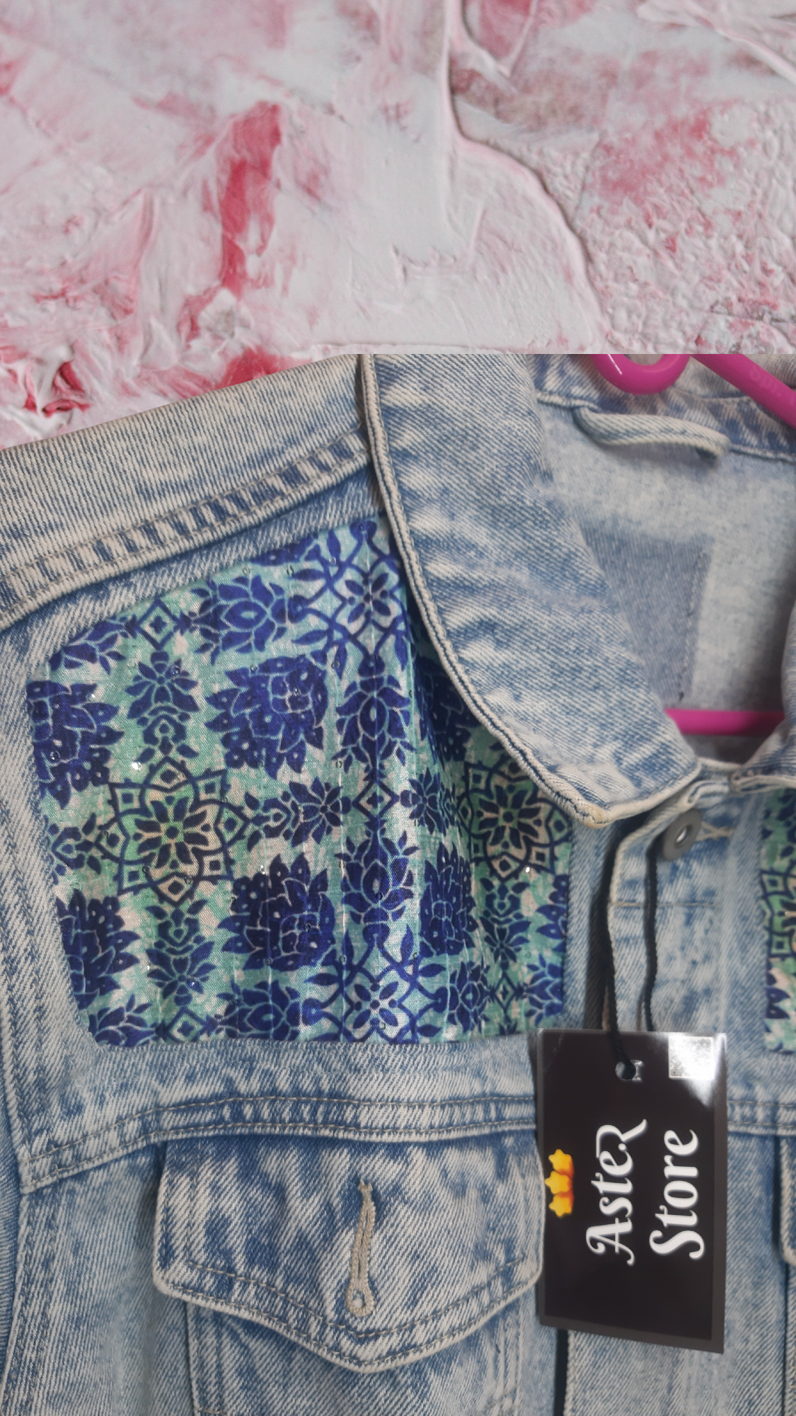 π Skyline Muse β Light Blue Printed Denim Jacket