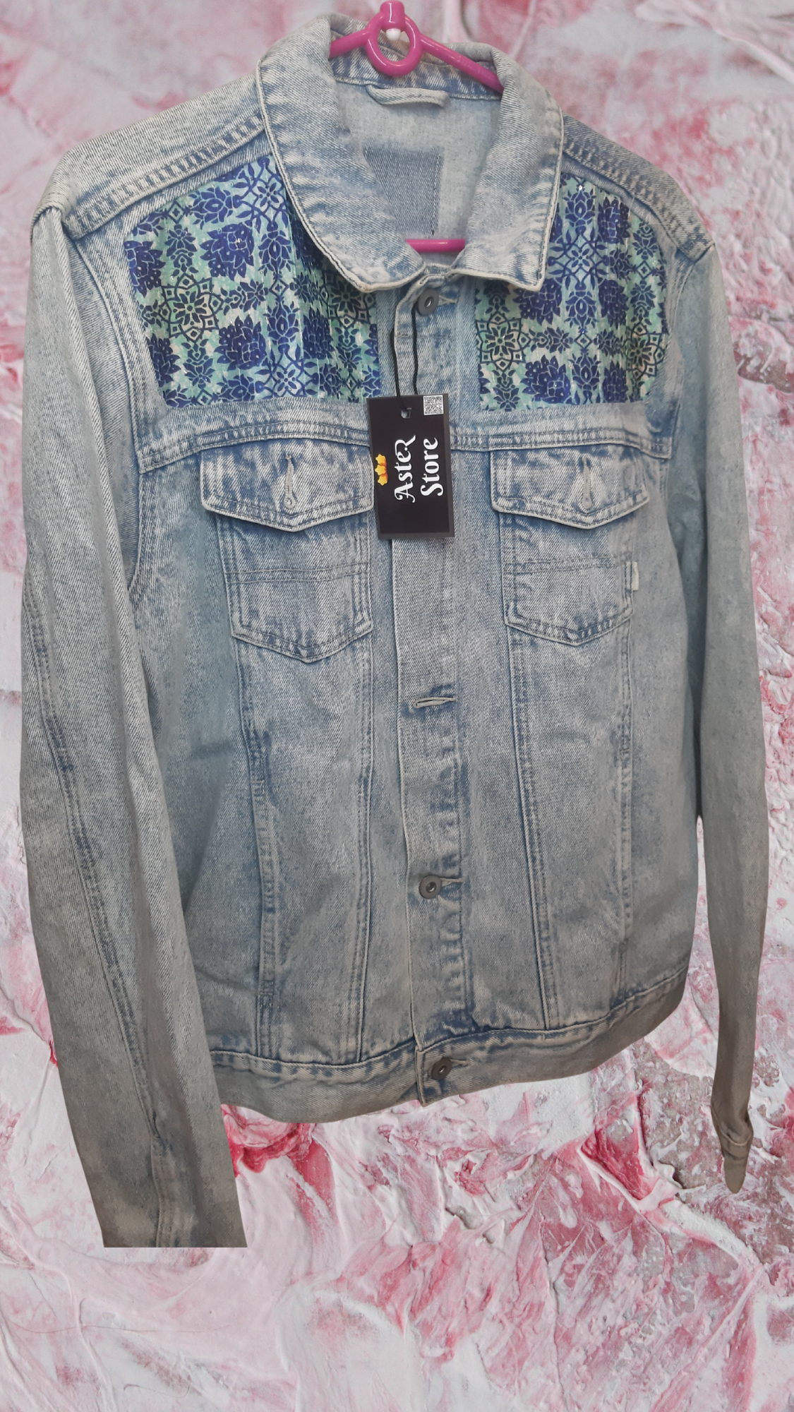 π Skyline Muse β Light Blue Printed Denim Jacket