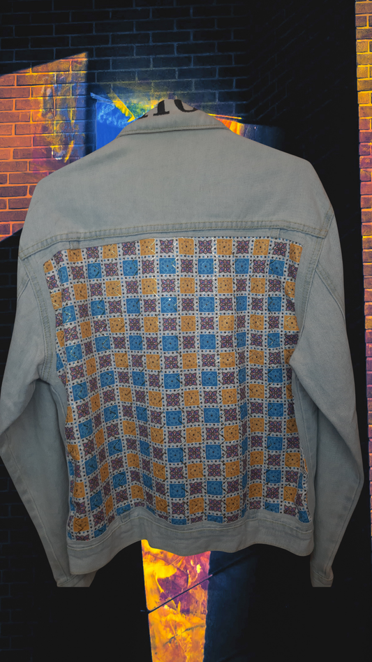 Urban Canvas โ Light Blue Denim Jacket with Colorful Back Print