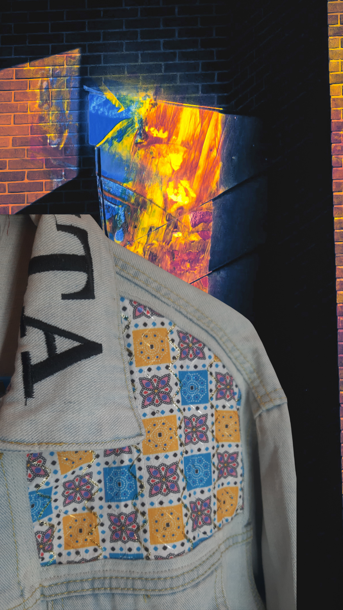 Urban Canvas – Light Blue Denim Jacket with Colorful Back Print