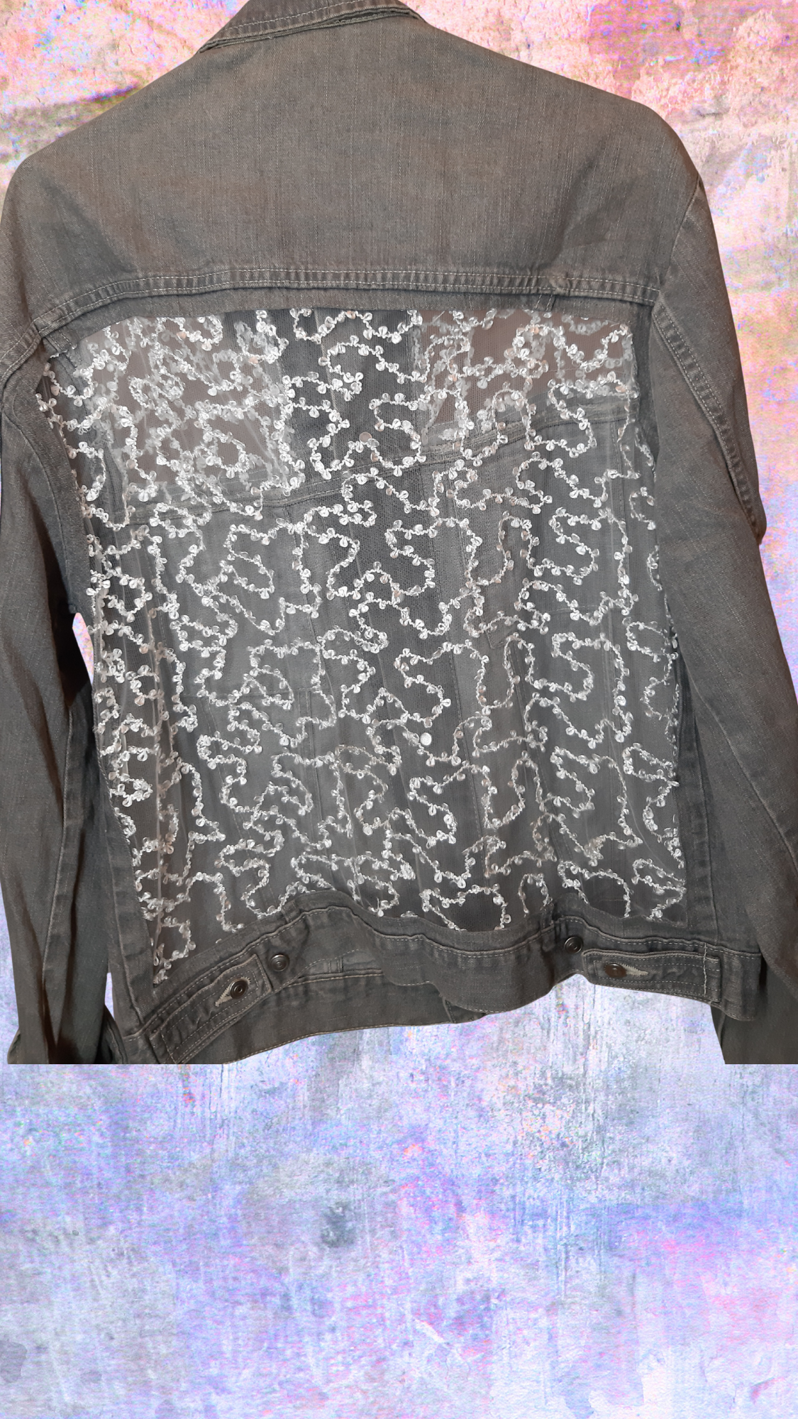 π©Ά Moonlight Mist β Grey Embroidered Denim Jacket