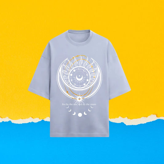 “SOLAR LUNAR AURA” – Unisex Terry Oversized Graphic Tee
