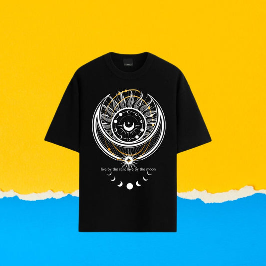 “SOLAR LUNAR AURA” – Unisex Terry Oversized Graphic Tee