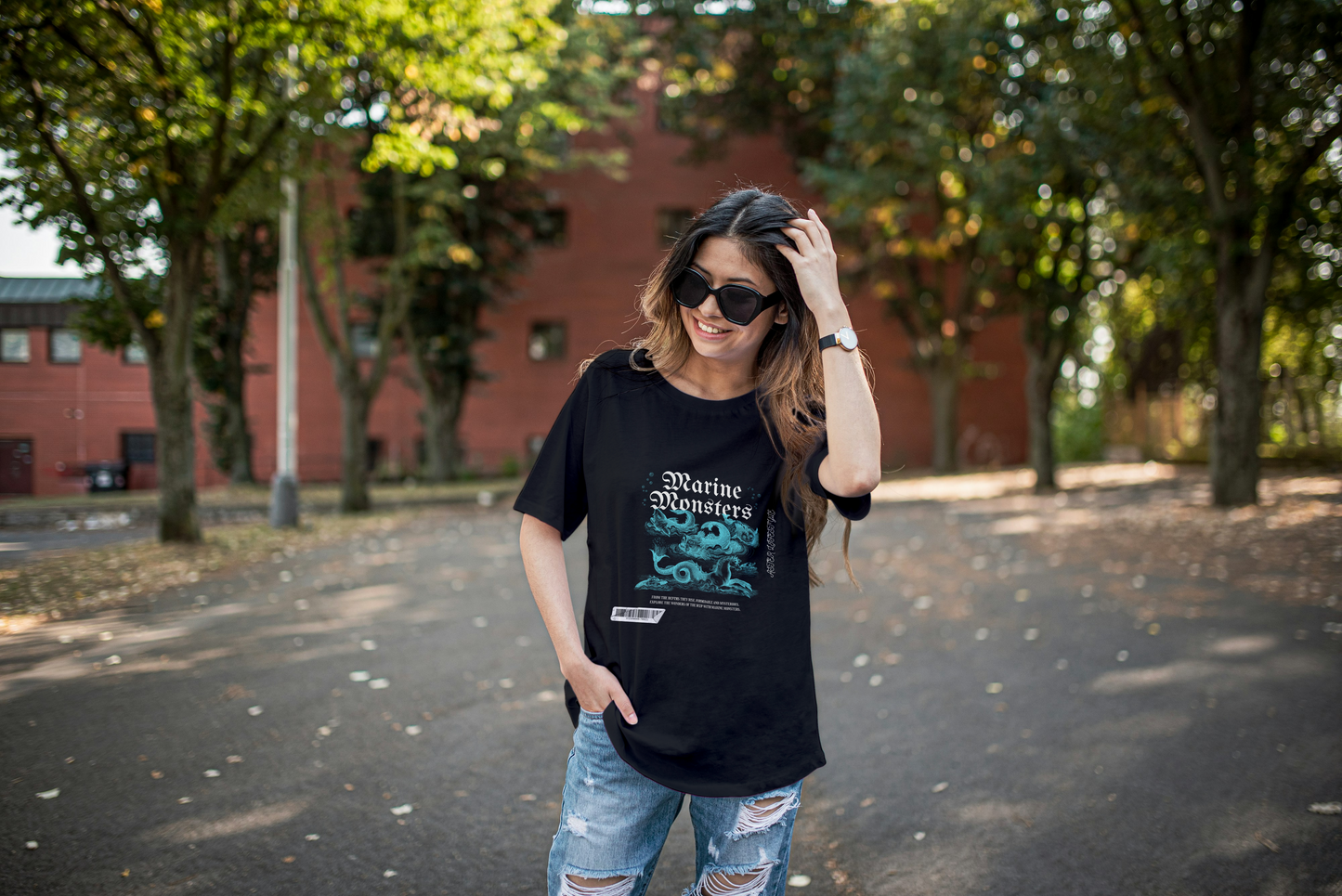 "Marine Monsters Premium Graphic Tee – Women's Edition by ASTER STORE"