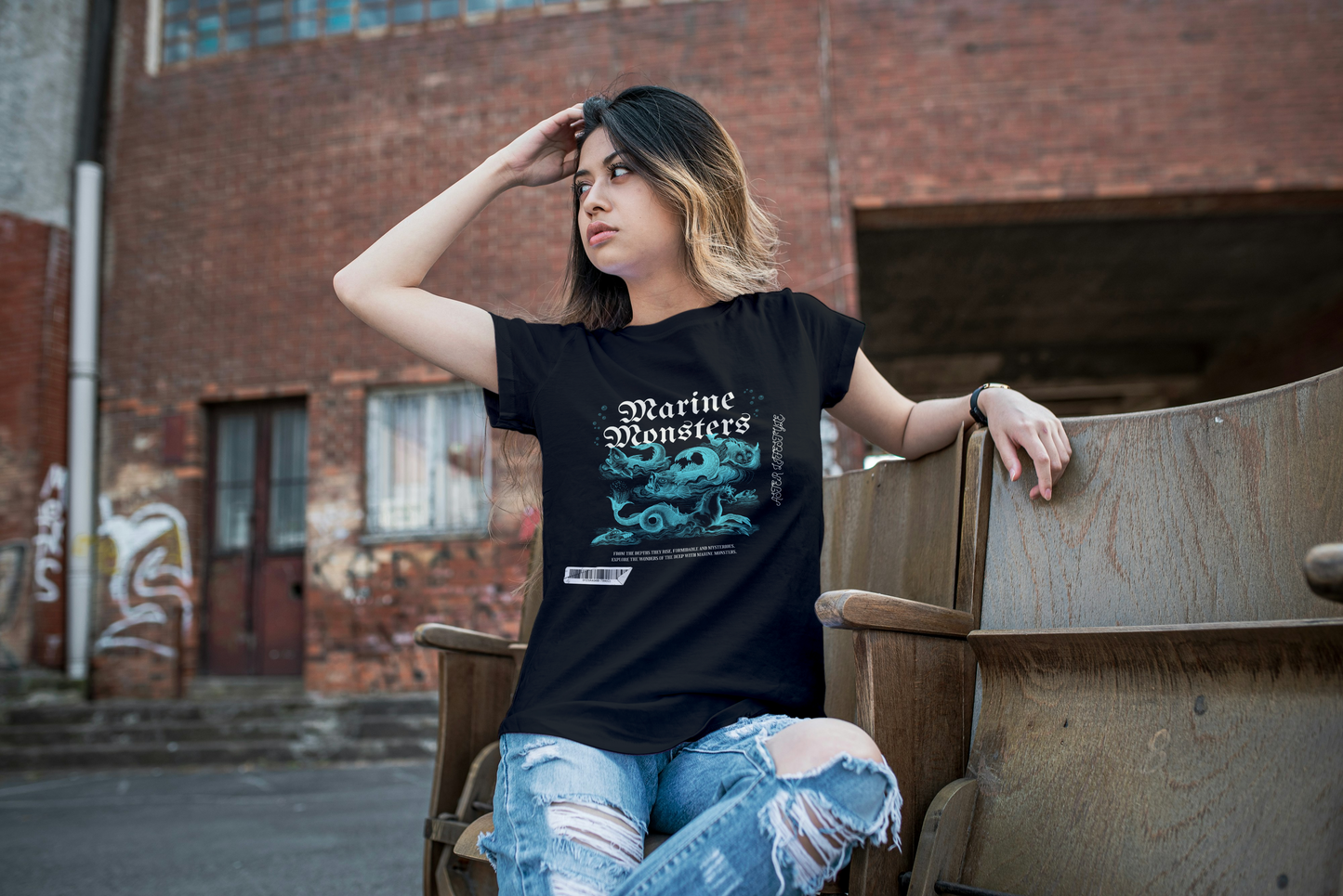 "Marine Monsters Premium Graphic Tee – Women's Edition by ASTER STORE"