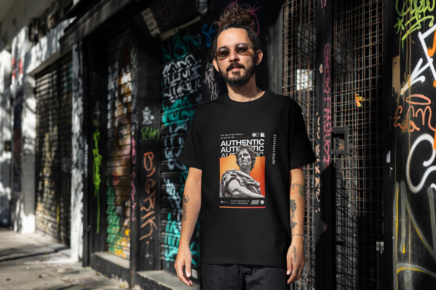 "AUTHENTIC SPIRIT" Oversized Graphic T-Shirt by ASTER STORE