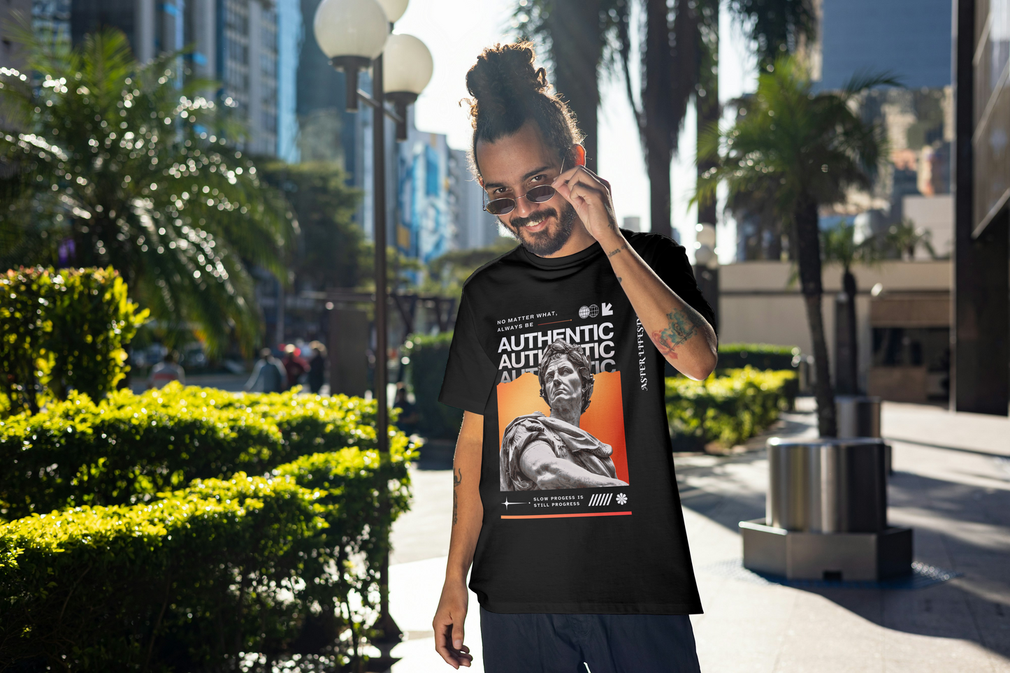"AUTHENTIC SPIRIT" Oversized Graphic T-Shirt by ASTER STORE