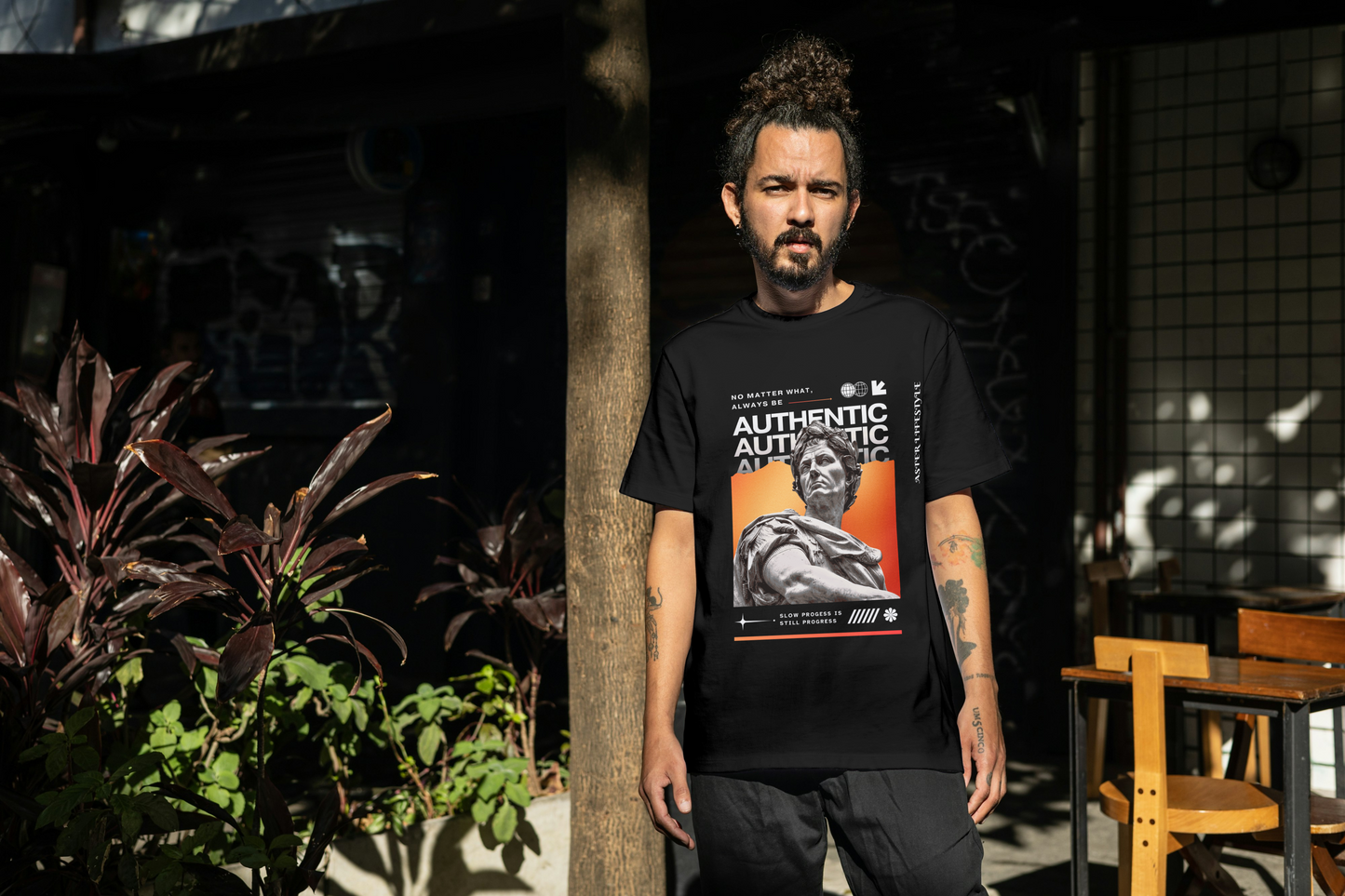 "AUTHENTIC SPIRIT" Oversized Graphic T-Shirt by ASTER STORE