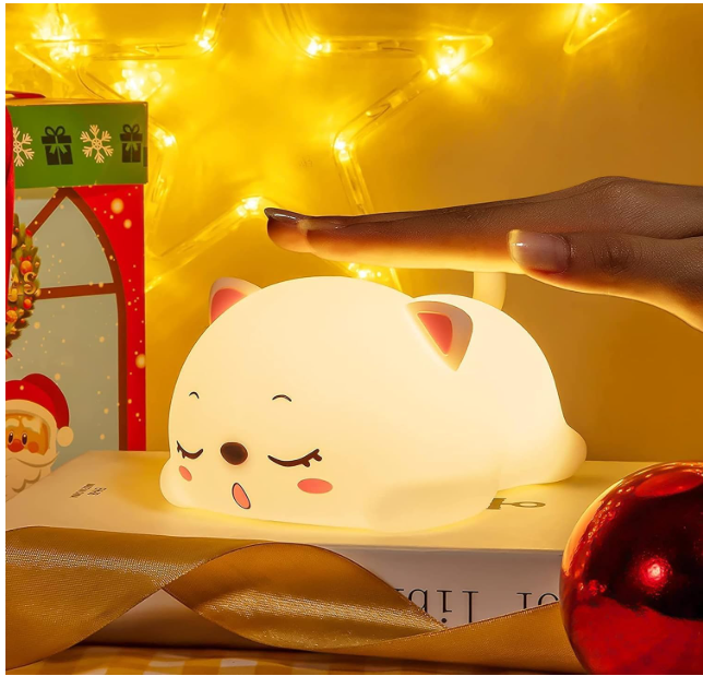 Cute Snoring Cat Night Lamp Color Changing LED Rechargeable