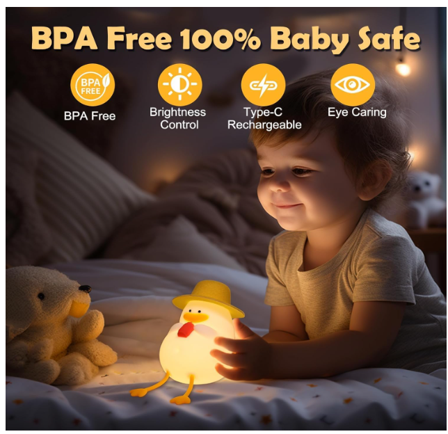 Cute Silicone Duck Night Light for Kids