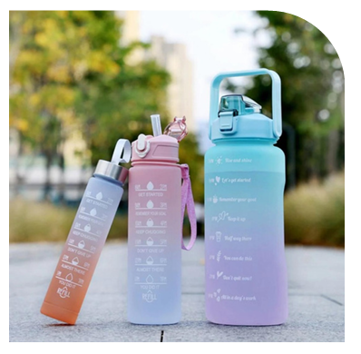 Water Bottle With Time  Marker (Set of 3)