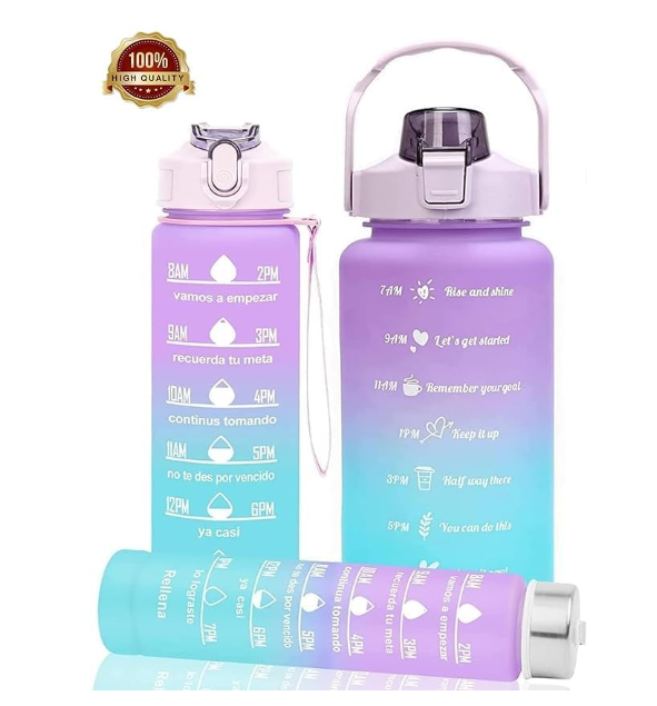 Water Bottle With Time  Marker (Set of 3)
