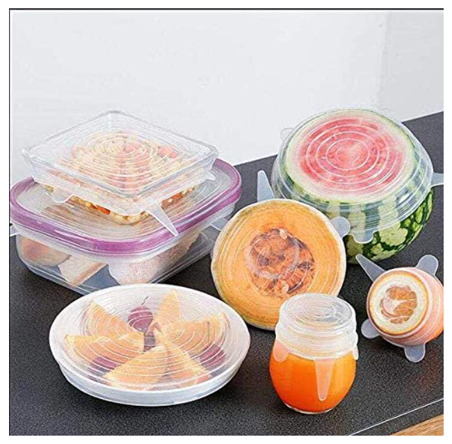 Silicone Lids for Bowls Cups Mug Glass Bowl, Stretchable Reusable Cover, 6 Sizes for Kitchen, Food Safe, Set of 6