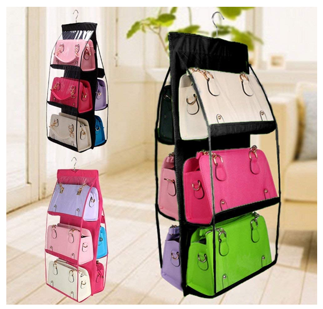 6 Pocket Large Foldable Hanging Purse Handbag