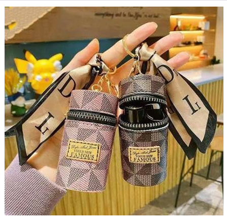 Luxury Leather Lip Gloss Bag, Mini Lipstick Case with Keychain