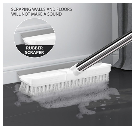 Long Handle Floor Scrub Brush, 2 in 1 Cleaning Brush Handle