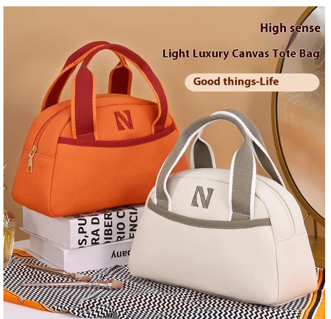 Canvas Makeup Bag with Partitioned Storage