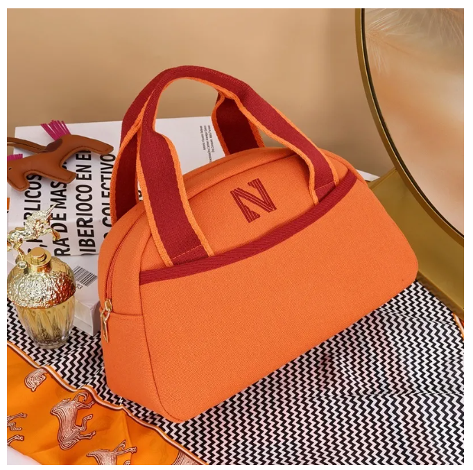 Canvas Makeup Bag with Partitioned Storage
