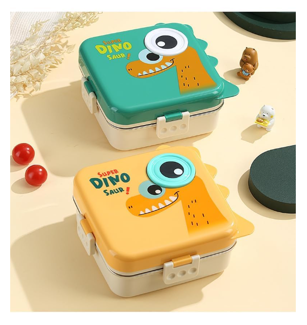 Multi Compartment Eye Design Stainless Steel Lunch Box with Spoon Cup