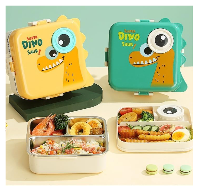 Multi Compartment Eye Design Stainless Steel Lunch Box with Spoon Cup
