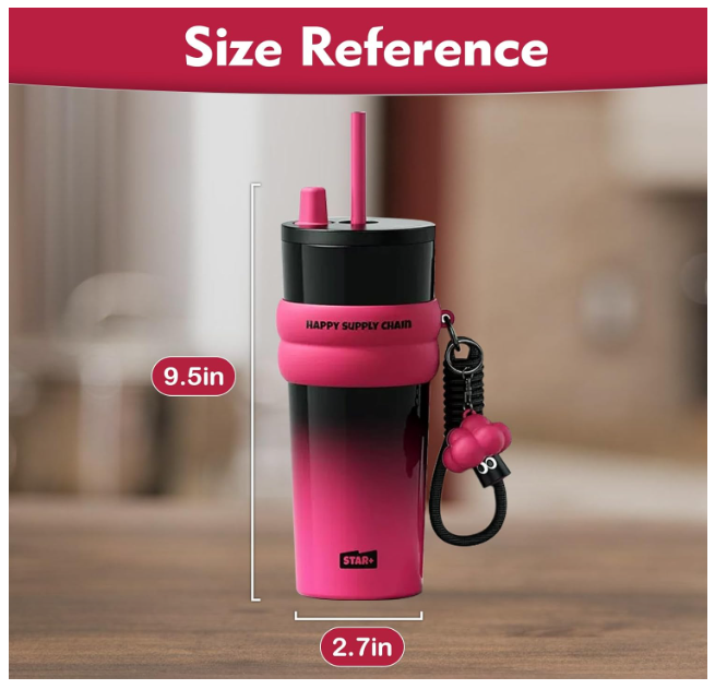 Tumbler Travel coffee Mug with Straw, 24 oz Insulated Cup for Home, Office or Car, Iced Coffee Cup Reusable Stainless Steel Water Bottle
