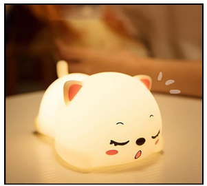 Cute Snoring Cat Night Lamp Color Changing LED Rechargeable