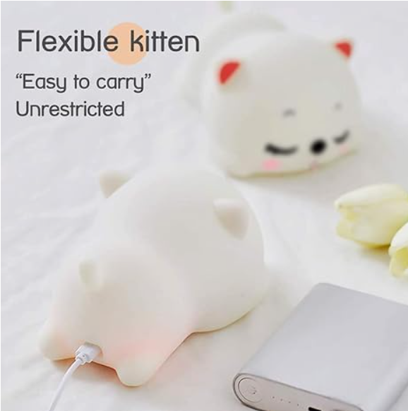 Cute Snoring Cat Night Lamp Color Changing LED Rechargeable