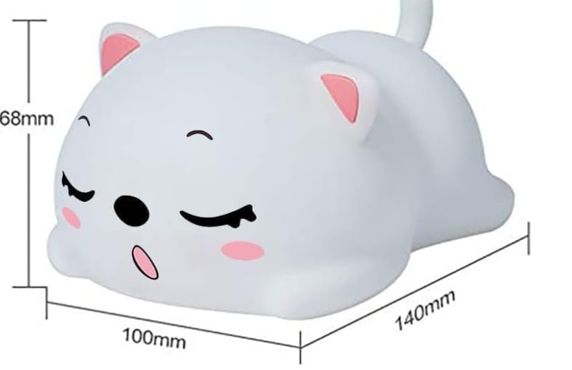 Cute Snoring Cat Night Lamp Color Changing LED Rechargeable