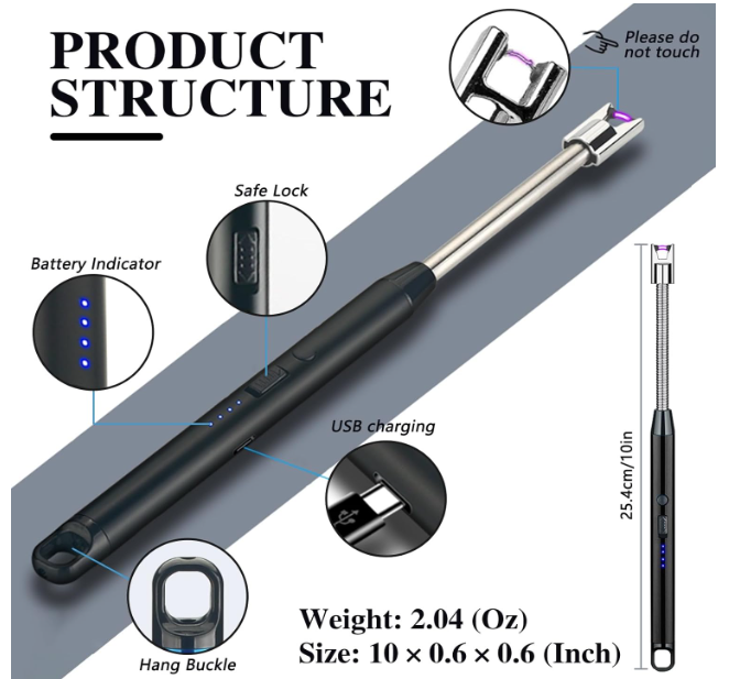Electric Lighter Rechargeable Lighter with Hanging Loop