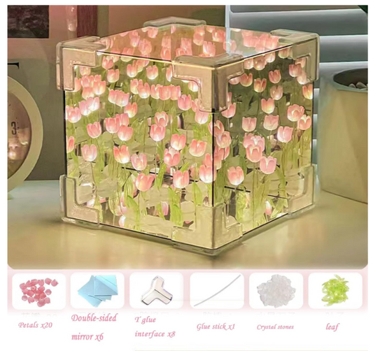 Tulip Night Light DIY Cube Mirror Light 2-in-1