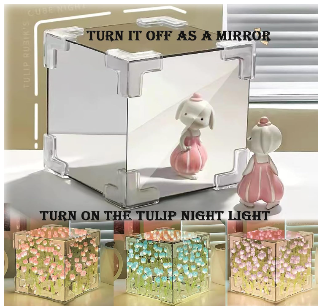 Tulip Night Light DIY Cube Mirror Light 2-in-1
