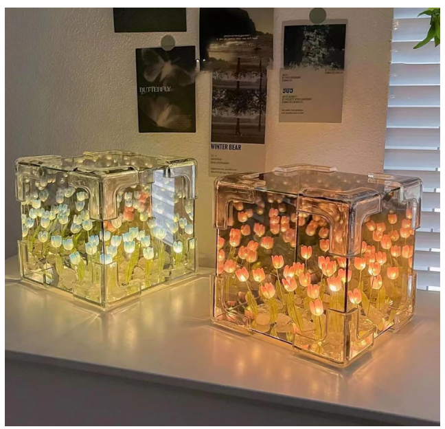 Tulip Night Light DIY Cube Mirror Light 2-in-1