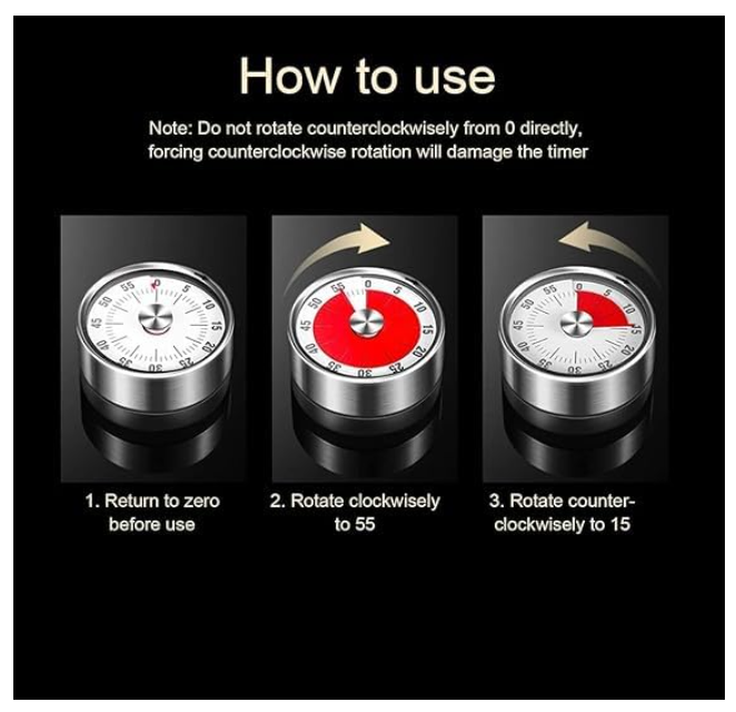 Magnetic 60 Minute Countdown Timer, Round, Mechanical