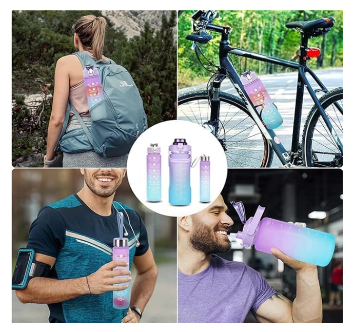 Water Bottle With Time  Marker (Set of 3)