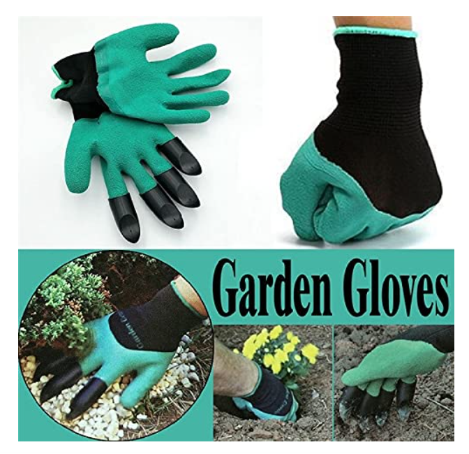 Garden Gloves with Right Hand Fingertips ABS Claws for Pruning, Digging & Planting, One Pair