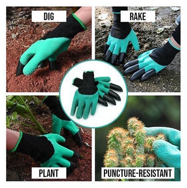 Garden Gloves with Right Hand Fingertips ABS Claws for Pruning, Digging & Planting, One Pair
