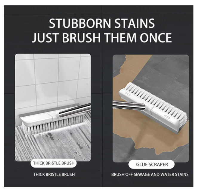 Long Handle Floor Scrub Brush, 2 in 1 Cleaning Brush Handle