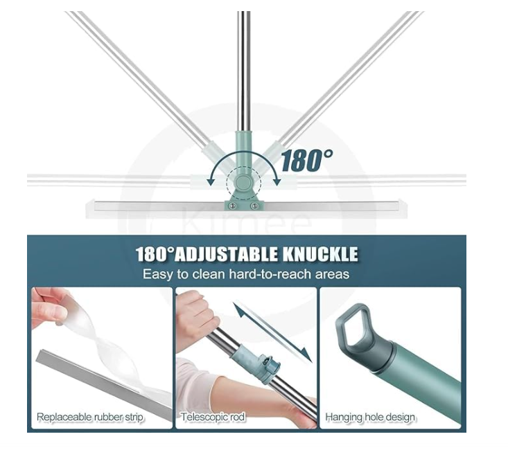 Soft Rubber Blade Floor and Window Glass Cleaning Wiper with Telescopic Handle