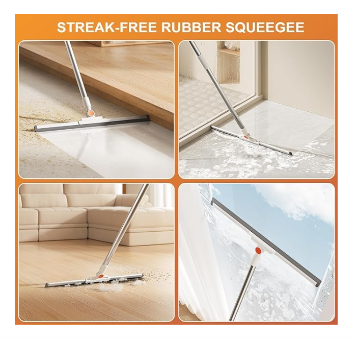 Soft Rubber Blade Floor and Window Glass Cleaning Wiper with Telescopic Handle