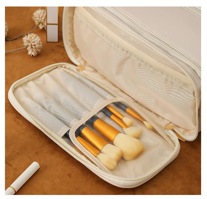Three-Layer Double Zipper U-Shaped Design Cosmetic Bag