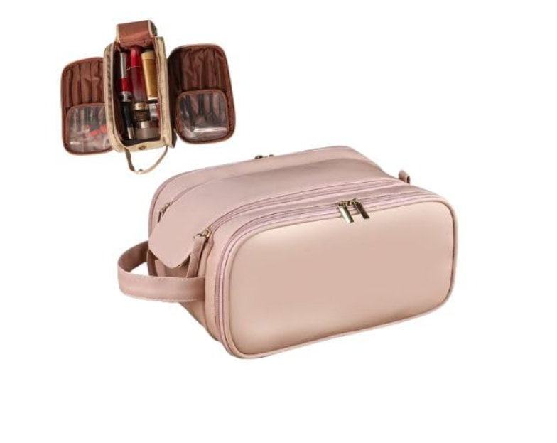Three-Layer Double Zipper U-Shaped Design Cosmetic Bag