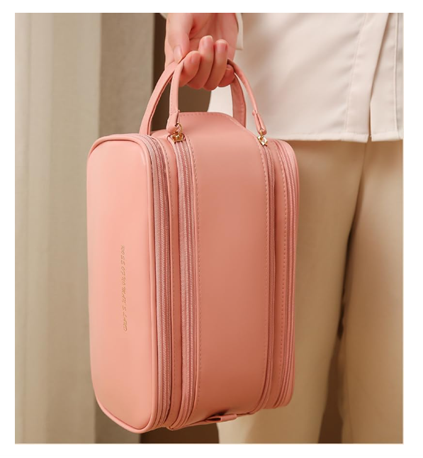 Three-Layer Double Zipper U-Shaped Design Cosmetic Bag