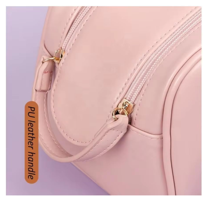 Three-Layer Double Zipper U-Shaped Design Cosmetic Bag